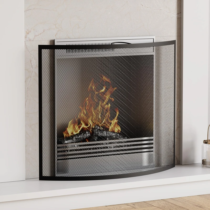 Fire Vida Buckton Spark Guard Fire Screen, Black