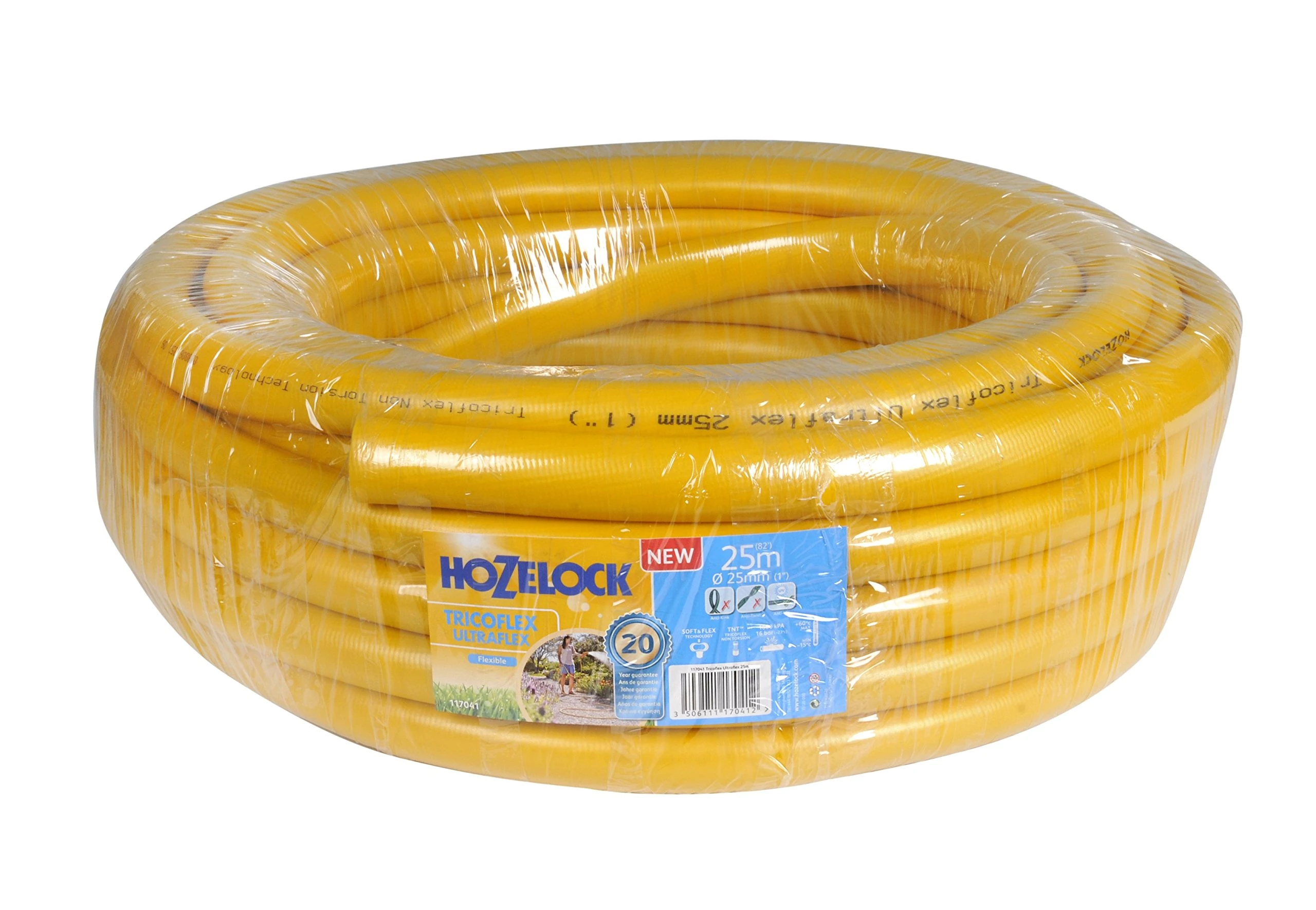 Hozelock Tricoflex Ultraflex Hose, Yellow, 25 mm x 25 m