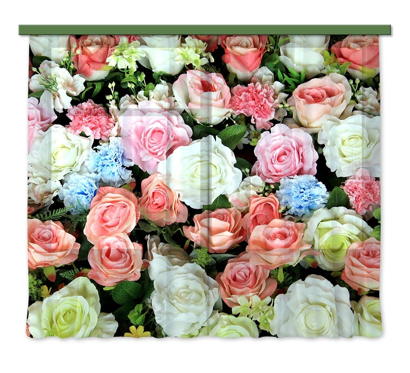 AG DESIGN FCSXXL 7408 2 Parts Curtains Roses 3D Photo Print, Multi-Colour, 280 x 245 cm