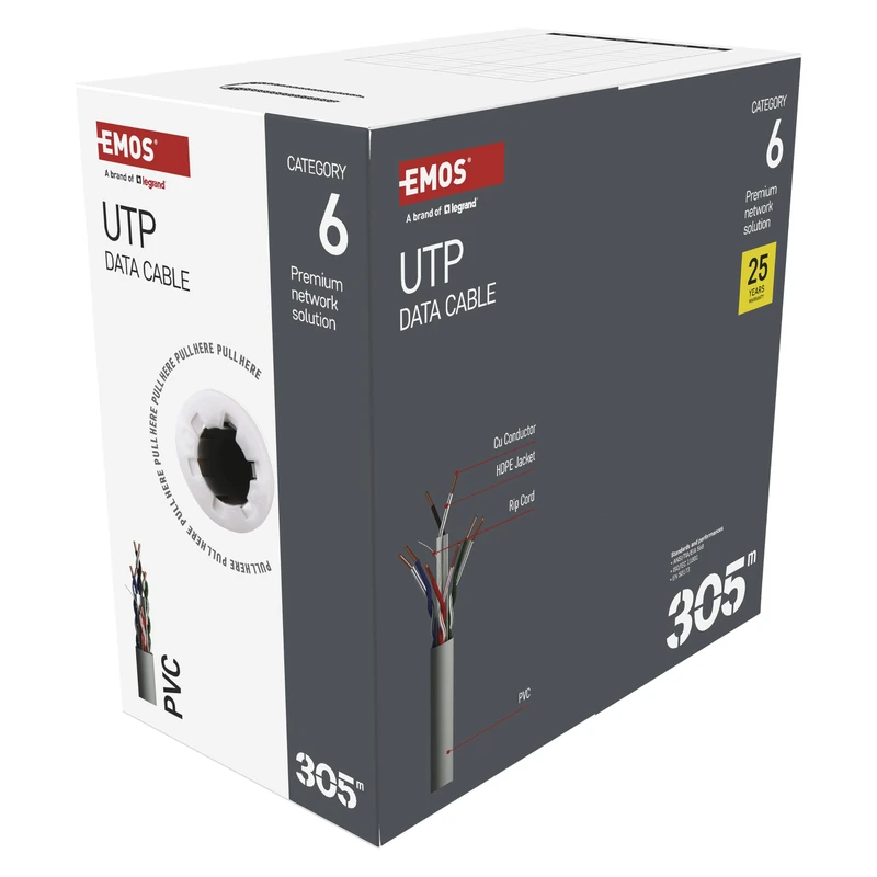 EMOS Cat 6 uTP Data Cable - 305m Copper Network Cable