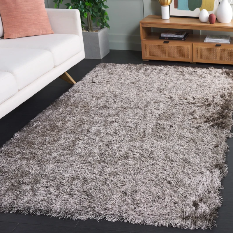 Safavieh Shaggy Indoor Woven Rectangle Area Rug, Paris Shag Collection, SG511, in Sable, 152 X 244 cm for Living Room, Bedroom or Any Indoor Space