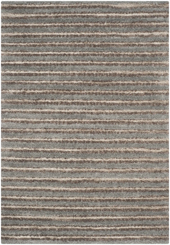 Safavieh Oliver Shag Rug, Woven Polyester Carpet in Blue / Green, 91 X 152 cm