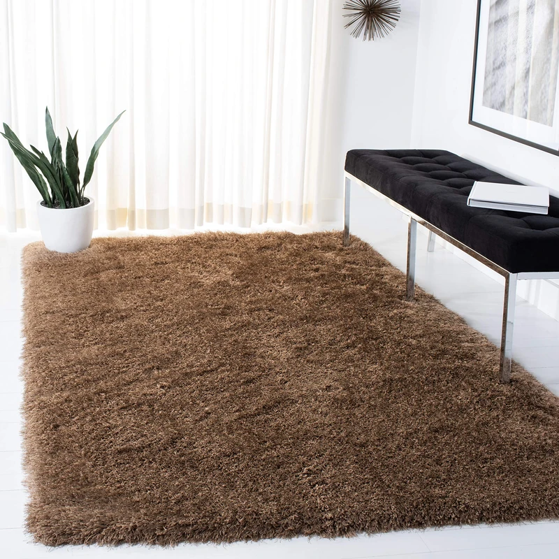 Safavieh Shaggy Indoor Hand Tufted Accent Area Rug, Venice Shag Collection, SG256, in Taupe, 61 X 91 cm for Living Room, Bedroom or Any Indoor Space - Image 1