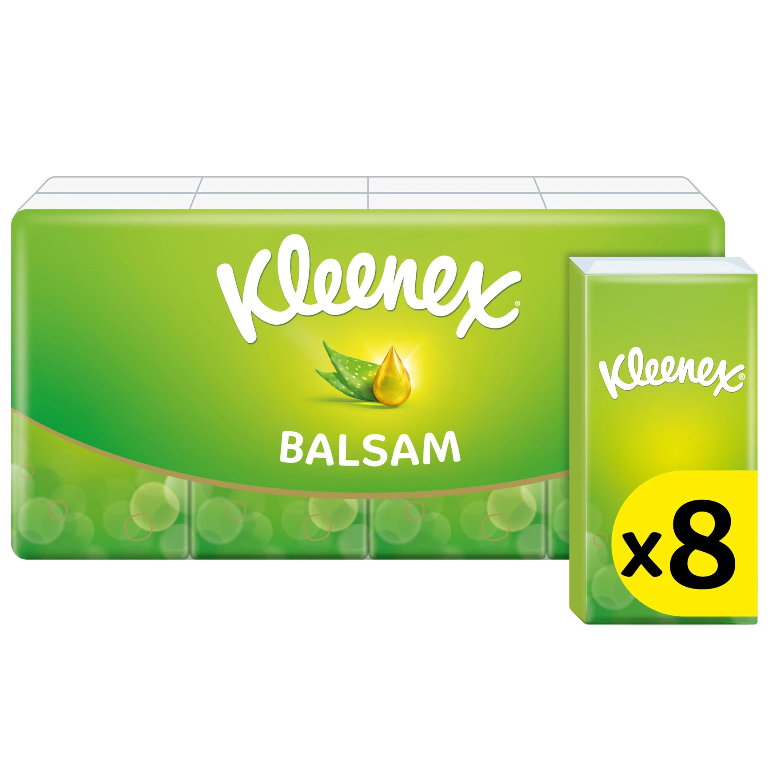 Kleenex Balsam Pocket Tissues, 8 Pocket Packs of Travel Tissues, Balmcare to Protect and Soothe Your Nose for Cold & Flu