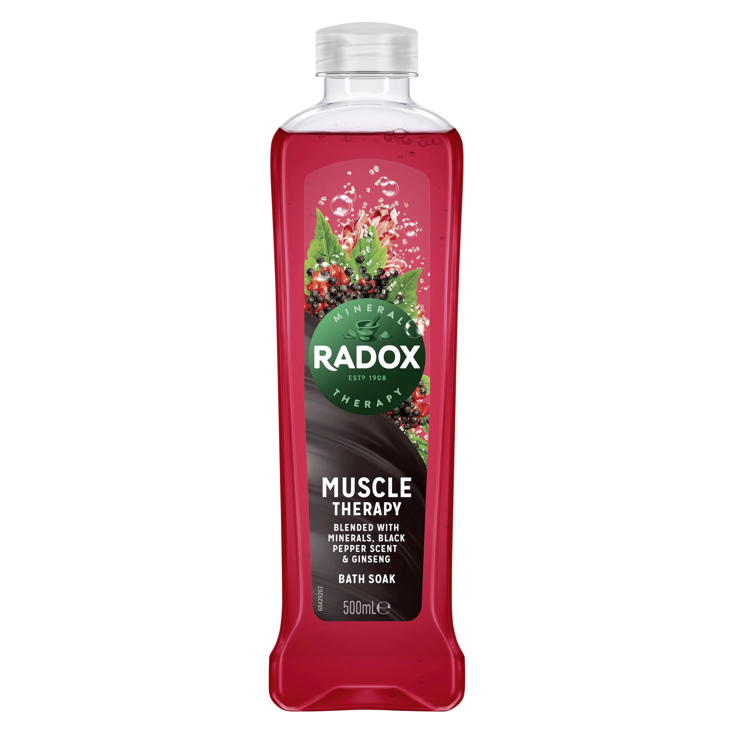 Radox Mineral Therapy Muscle Therapy Bath Soak uniquely blended with minerals, herbs, black pepper & ginseng for a rejuvenating bubble bath 500 ml