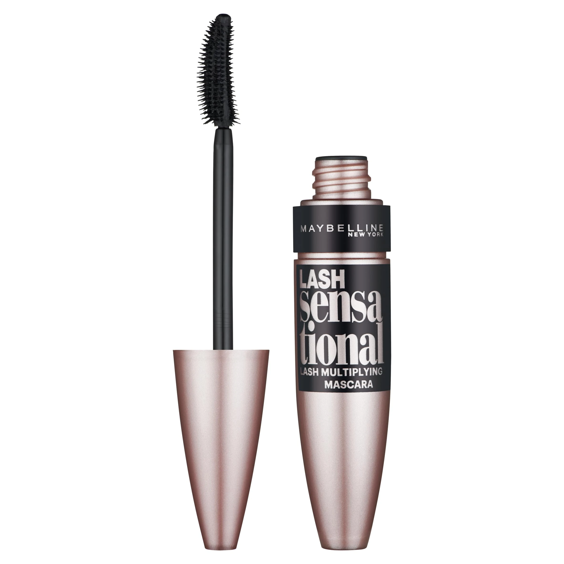 Maybelline Mascara, Lash Sensational Volumizing & Thickening, Eyelash Lengthening, Flake Free Formula, Layer Reveal Brush, Defining Mascara, Maybelline New York, Colour: Intense Black