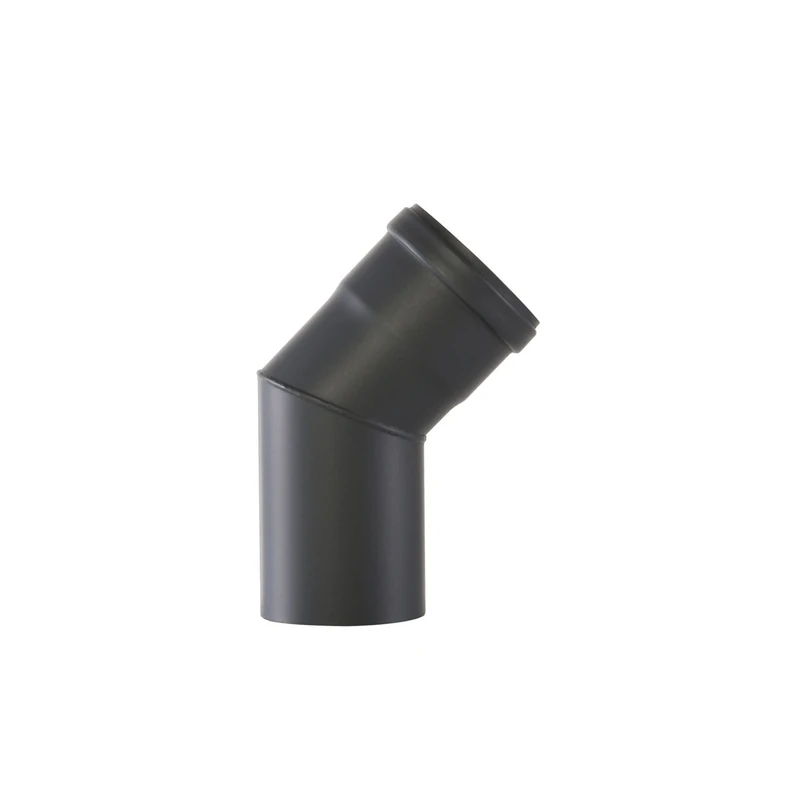Kamino-Flam 45° Elbow Pipe Ø 80 mm, Steel Elbow Pipe Suitable for Pellet Stoves, Senotherm Coated Elbow Chimney Pipe, Heat Resistant Flue Elbow with Silicone Seal, EN 1856-2 Standard, Black