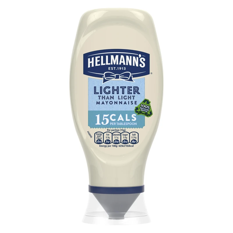 Hellmann's Lighter than Light Mayonnaise made with free-range eggs light mayo for sandwiches, wraps, and salads 430 ml