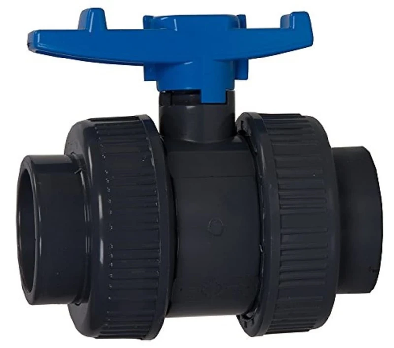 Aquaforte PVC Ball Valve with Double-Sided Throw "Econo-Line", Adhesive Connection for Diameter 110 mm (Outer Diameter) Pipes, Black/Blue