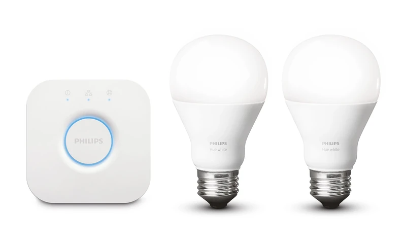 Philips Hue White Personal Wireless Lighting LED Starter Kit, Includes 2 x 8.5 W A60 E27 Edison Screw Bulbs, 1 x Hue Bridge