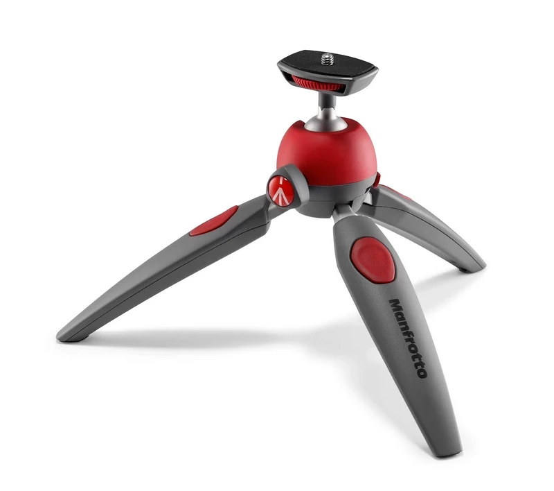 Manfrotto MTPIXIEVO-RD, PIXI EVO 2-Section Mini Tripod, Compatible With DSLR, Compact System Camera, Mirrorless, Entry Level, Foldable, Lightweight, Red
