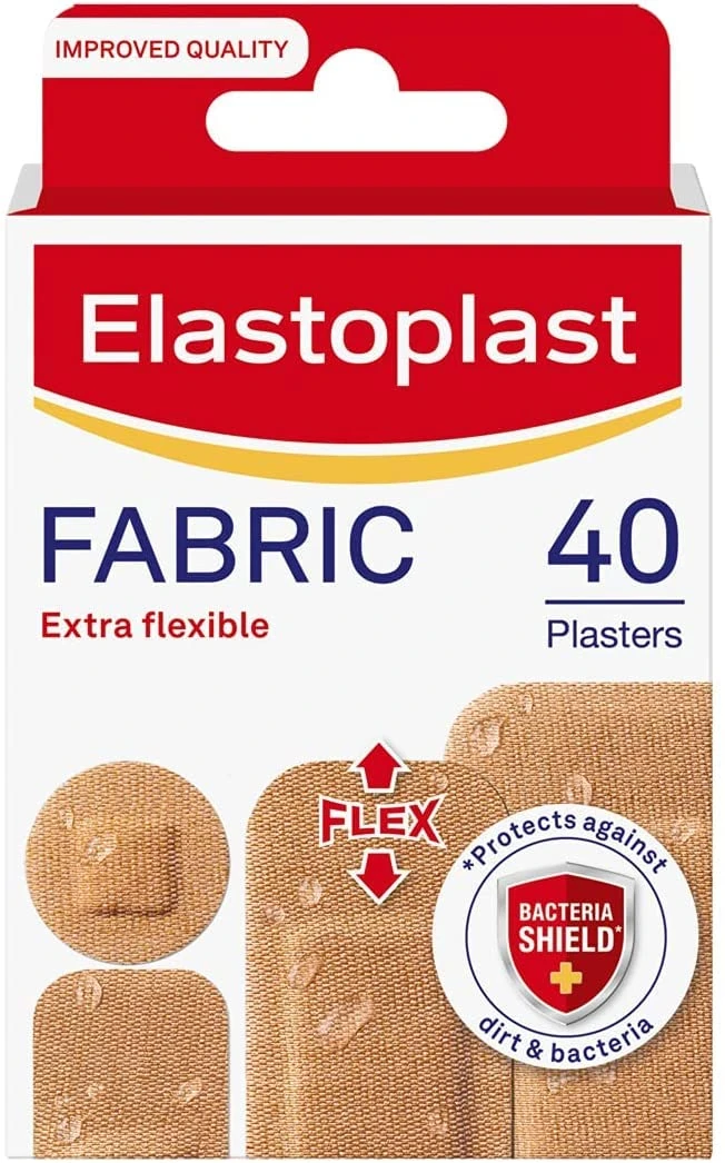 Elastoplast Fabric Extra Flexible Plaster, Pack of 40, Cranberry