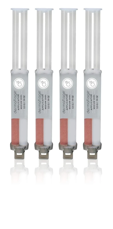 Dermaflage Topical Scar Filler Pack of 4 Refill Applicator (Medium Cool) - Hollywood Silicone Scar Gel for Recessed Scars, Wrinkles, Discoloration & Deep Pockmarks (30 Applications)