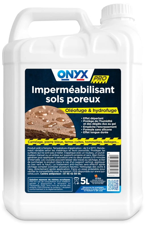 Onyx Professional – Water-repellent and oleophobic multi-surface porous floor waterproofing – Pearlescent effect, solvent-free, odourless – Made in France – 5 L - Image 1