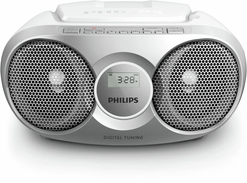 Philips portable CD player/digital FM, dynamic bass boost, audio input/radio CD Philips AZ215B/12, AZ215S/12, silver