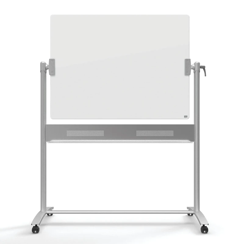 Nobo Glass Mobile Whiteboard with Horizontal Pivot (Flips Top to Bottom), Magnetic, 1200 x 900 mm, Includes Marker and Extra Strong Magnets, White, 1903943