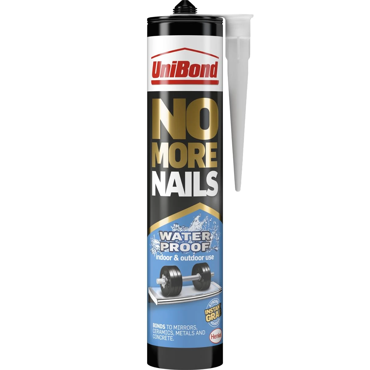 Unibond No More Nails Waterproof, Heavy-Duty Mounting Adhesive, Strong Glue for Mirrors, Wood, Ceramic, Metal etc., Instant Grab Adhesive Indoor & Outdoor, 1 x 450g Cartridge