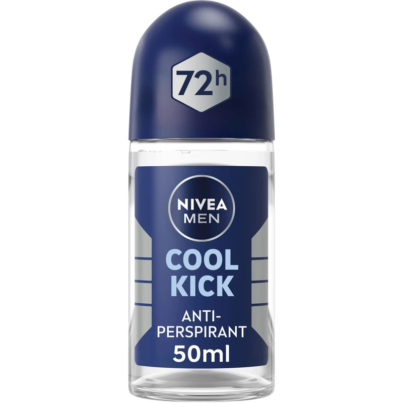 NIVEA Men Cool Kick Anti-Perspirant Deodorant Roll-On (6 x 50ml), Cooling Roll On Deodorant for Men, 72H Active Anti-Sweat and Odour Protection