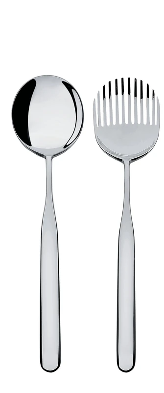 Alessi 18/10 Stainless Steel Mirror Polished Collo-alto Salad Set, Silver