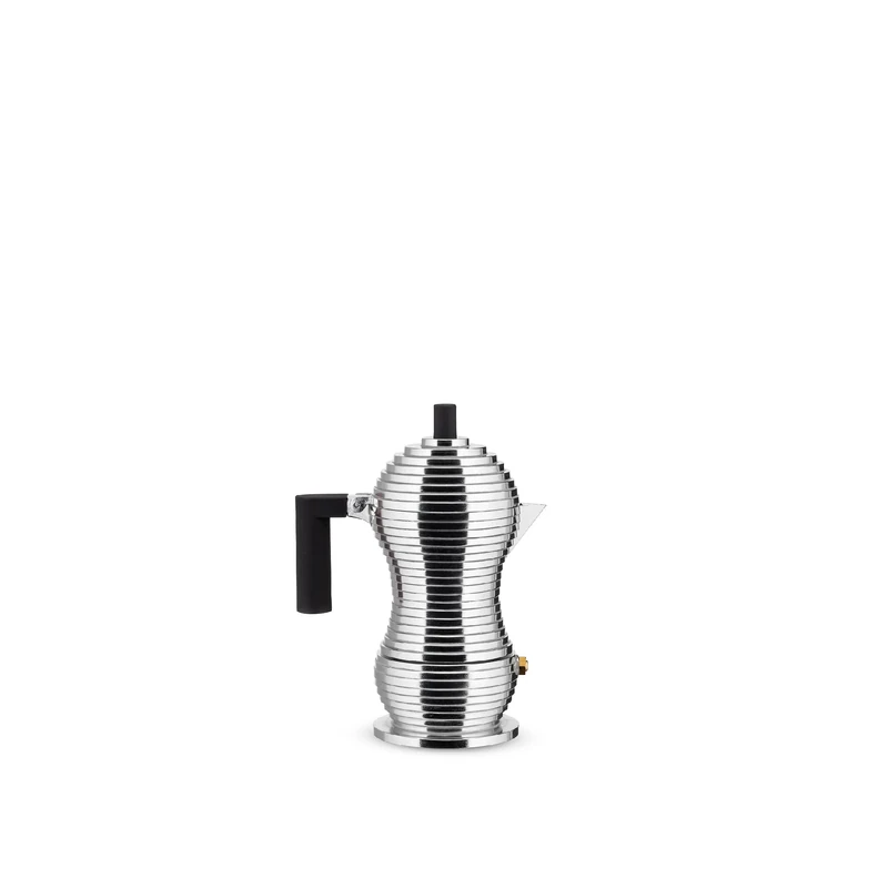 Alessi Cast Aluminium Espresso Coffee Maker with a Polyamide Handle & Knob, Aluminium, black, 1 Cup