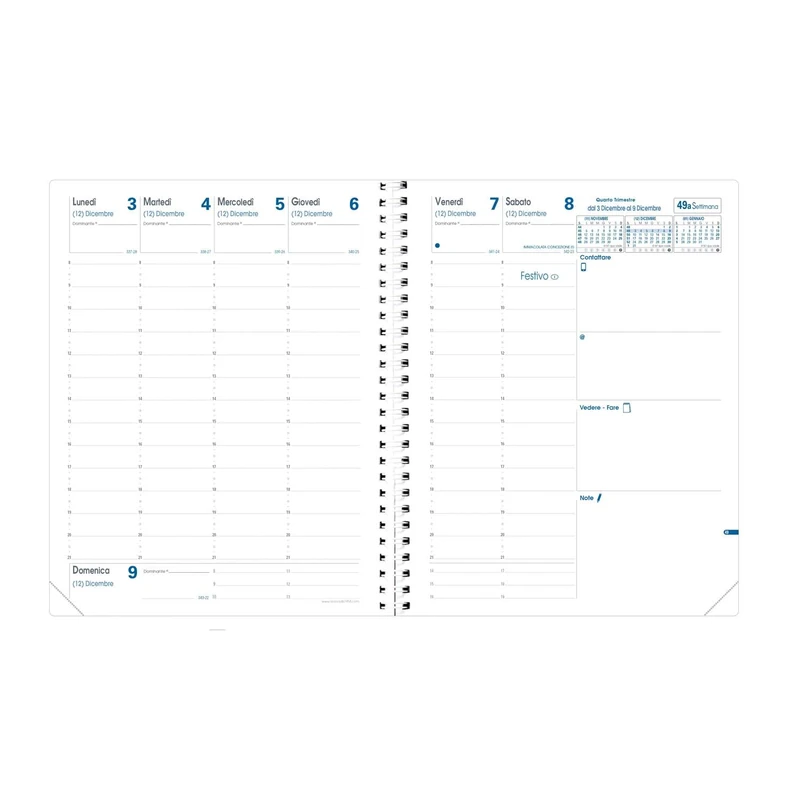 Quo Vadis 684017Q Agenda PRESIDENTE S Italian Language Year 2023, Format 21x27cm, Weekly 13 Months December-December, White Paper Replacement Diary Spiral Blisterated Cover in White Cardboard - Image 1