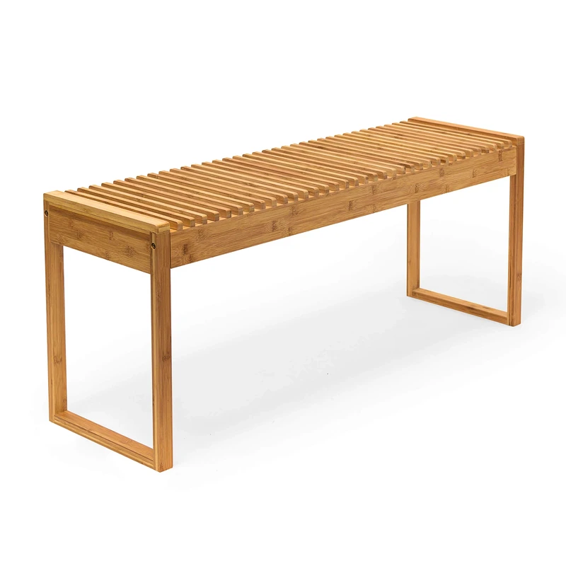 Relaxdays Bamboo Wooden Bench Seat for Patio Balcony Foyer 47 x 120 x 33 cm - Indoor / Outdoor Wood Bench, Natural