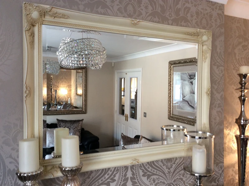 Fabulous Mirrors Cream/Ivory Stunning Ornate Shabby Chic Decorative - Bevelled Mirror - Fast Despatch - Insured in Transit - Save ££s (36"x26" 91cm x 66cm)