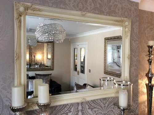 Fabulous Mirrors Cream/Ivory Stunning Ornate Shabby Chic Decorative - Bevelled Mirror - Fast Despatch - Insured in Transit - Save ££s (26"x22" 66cm x 56cm)