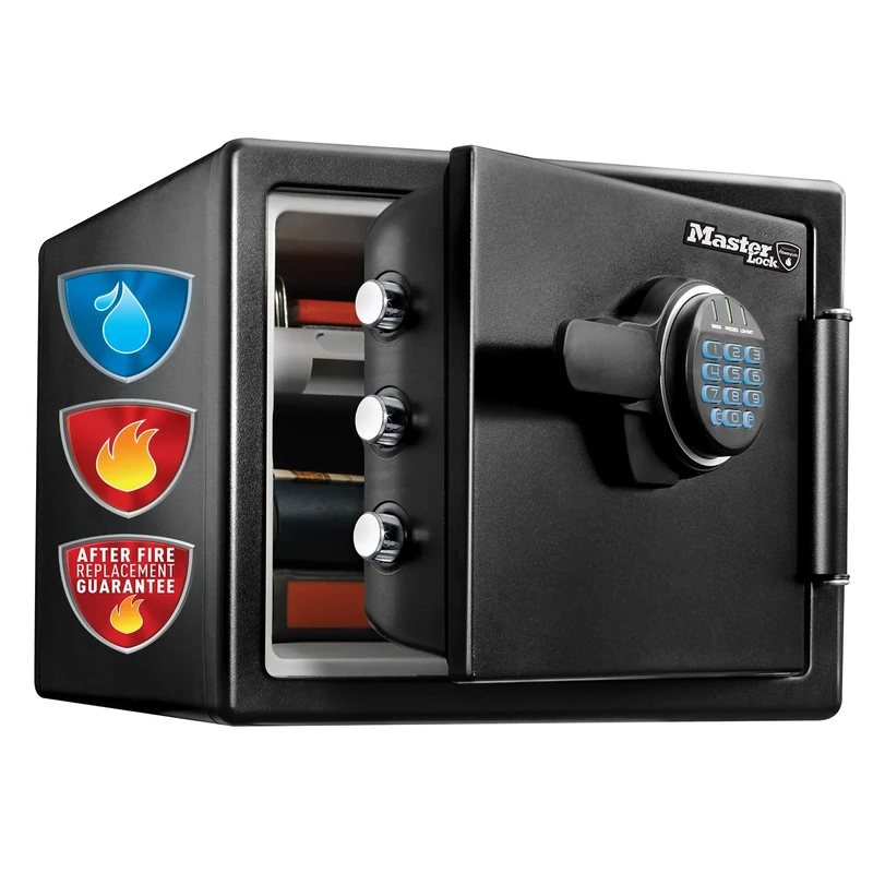 MASTER LOCK Certified Fireproof and Waterproof Safe, 22.8L, 415 x 348 x 491 mm, Digital Combination with Backlit Keypad, for home and professionals, Black