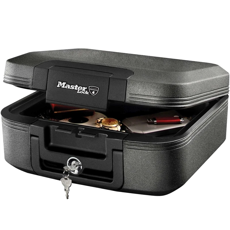 MASTER LOCK Certified Fireproof and Waterproof Safe Box with Key, 7.8L, 391 x 168 x 363 mm, Portable with carrying handle, for home and professionals