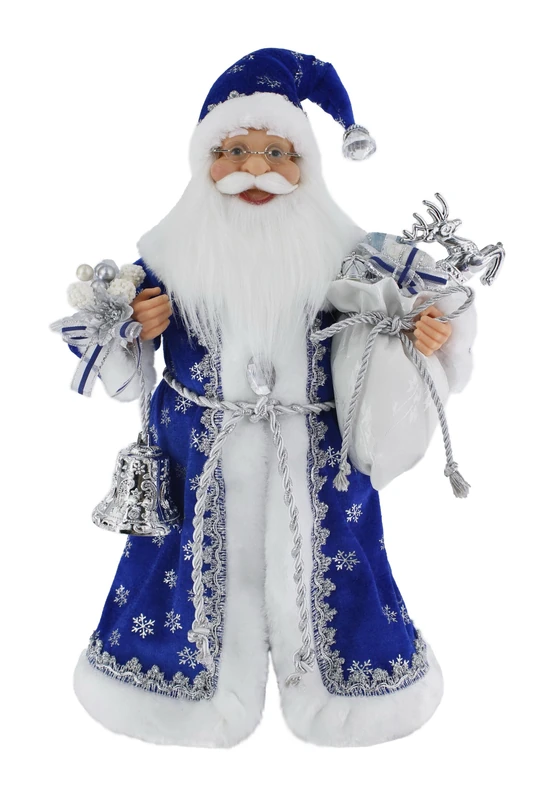 Windy Hill Collection 16" Inch Standing Royal Blue Santa Claus Christmas Figurine Figure Decoration 416110