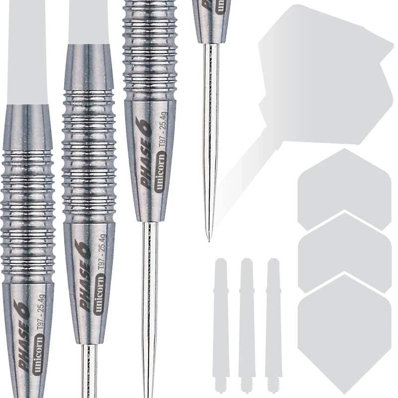 Unicorn Steel Tip Professional Darts Barrels Only | Evolution World Champion Series Phase 6 | 97% Natural Tungsten Barrels | Wallet | 25 g