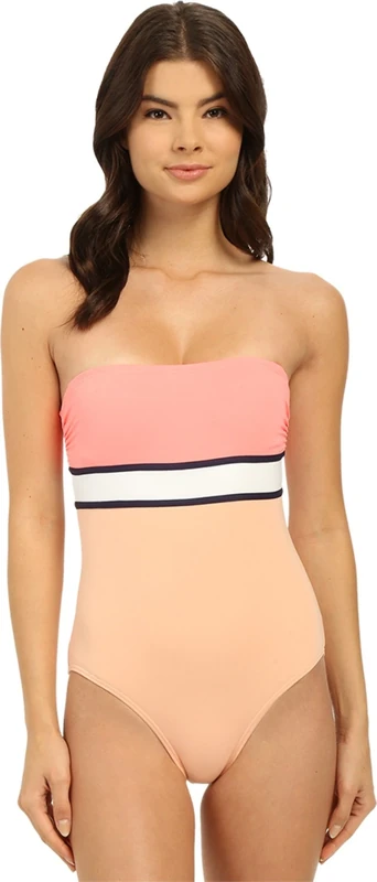 Vince Camuto Women's Beach Front Bandeau Maillot, Coral Sugar, 6
