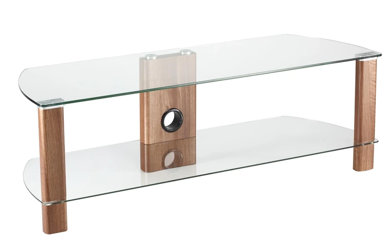 Alphason Century 1200 TV Stand - Walnut & Clear Glass