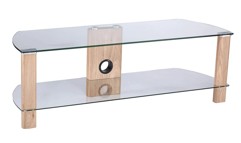 Alphason Century 1200 TV Stand - Light Oak & Clear Glass