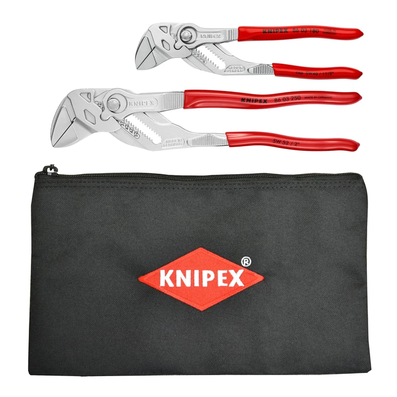 KNIPEX 2 Pc Pliers Wrench Set w/Keeper Pouch, Red