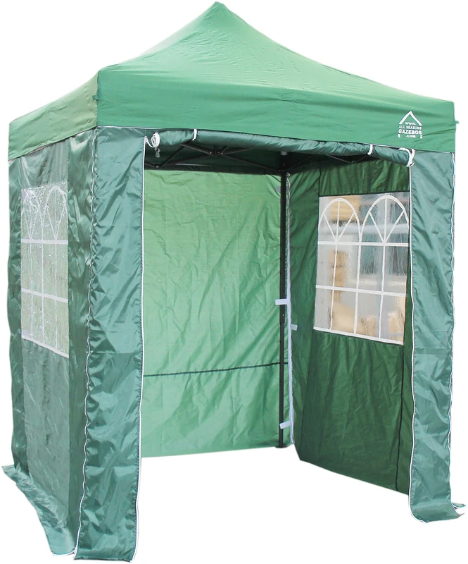 All Seasons Gazebos 2x2 Fully Waterproof Pop up Gazebo With 4 Zip up Sides and Accessories - Green