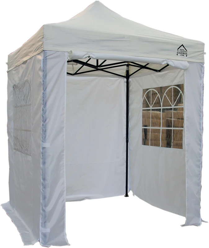 All Seasons Gazebos 2x2 Fully Waterproof Pop up Gazebo With 4 Zip up Sides and Accessories - White