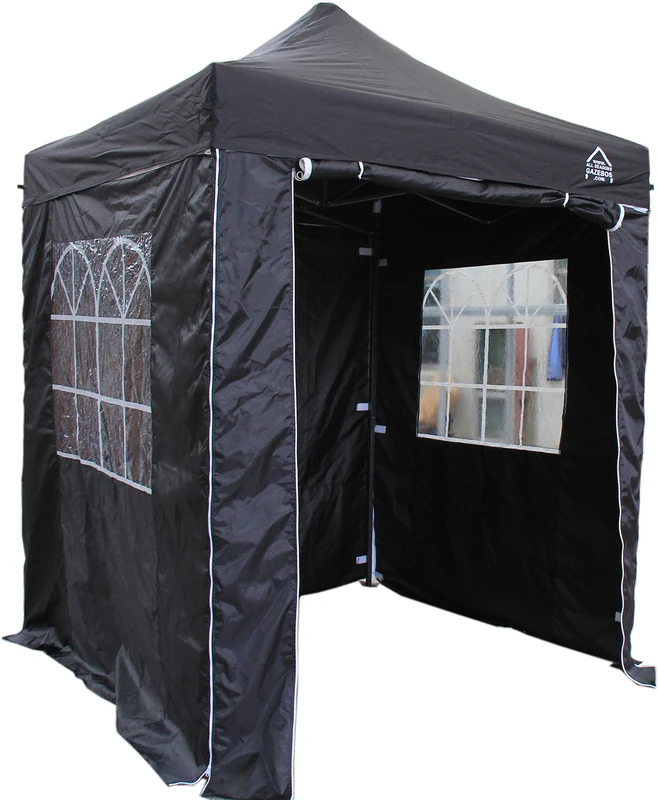 All Seasons Gazebos 2x2m Heavy Duty Fully Waterproof Pop up Gazebos and 4 Side Walls - Black