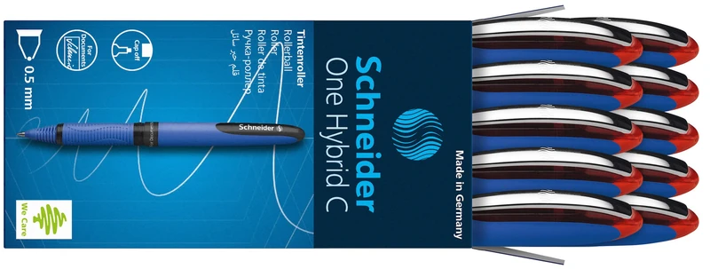 Schneider One Hybrid C Pack of 10 Rollerball Pens with 0.5 mm Liquid Ink (Non-Red Retractable