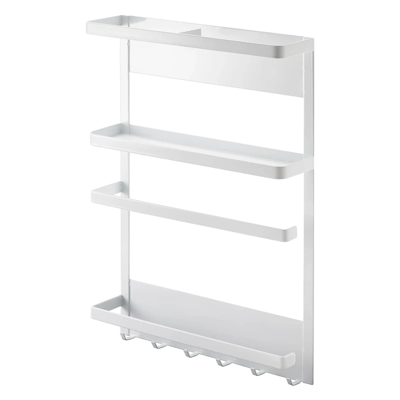 Yamazaki 2744 TOWER Magnetic Refrigerator Side Rack, white, Steel, Minimalist, 24.5 x 6.5 x 34 cm
