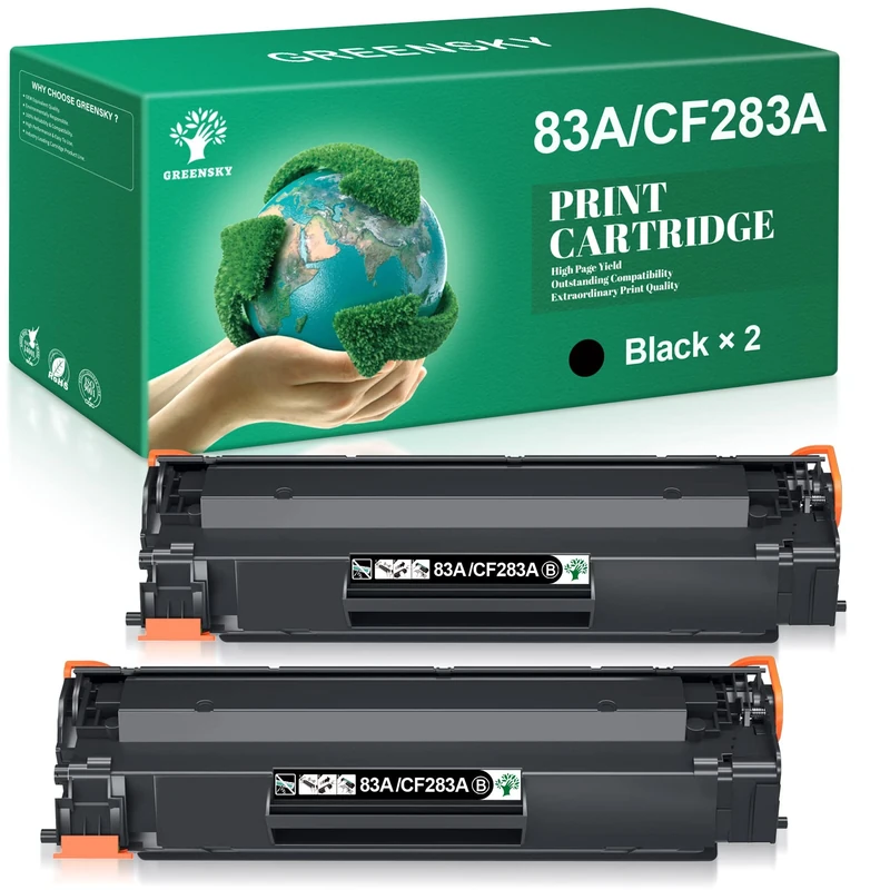 GREENSKY Toner Cartridges Replacement for HP CF283A 83A Compatible for HP LaserJet Pro M125nw M125a M201dw M201n LaserJet Pro MFP M225dw 225dn M125rnw M127fw M127fn M127fp M127fs (2 Packs of Black)