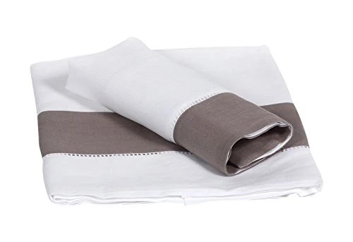 Lait Baby lflerl Radius of Luna, Bed Sheet and Pillowcase, White/Taupe, 110 x 190/40 x 60 - Image 1