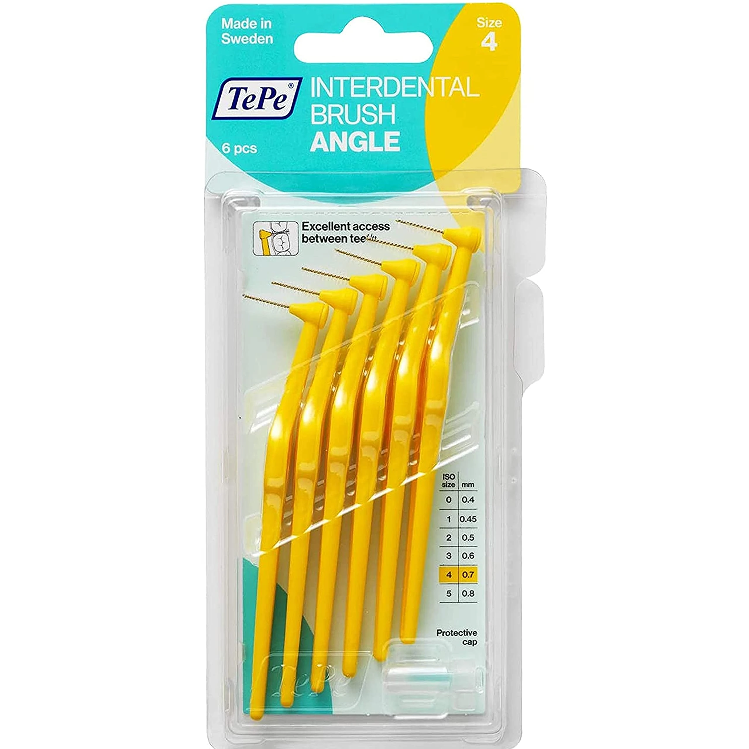 TePe 0.7 mm Size 4 Angle Interdental Brush - Pack of 6