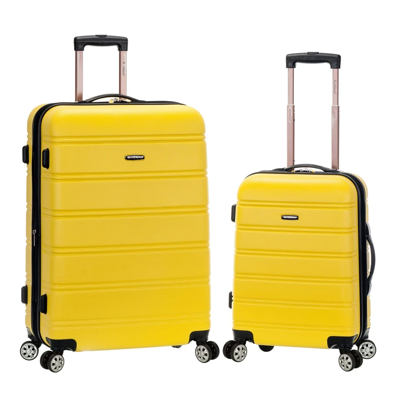 Rockland Melbourne Expandable Hard Shell Trolley, Yellow, 2-Piece Set (20/28), Melbourne Expandable Hard Case