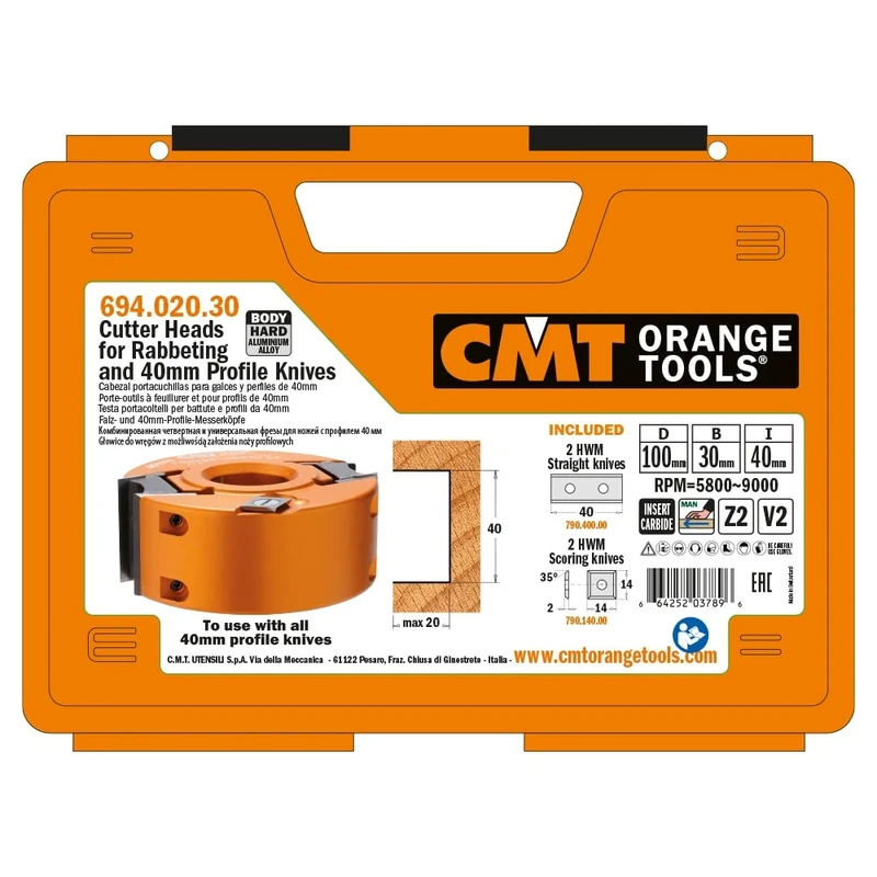 CMT 694.020.30 – Rabbeting and 40Mm Profile Cutter Head Hw Z2+2 D=100X40X30