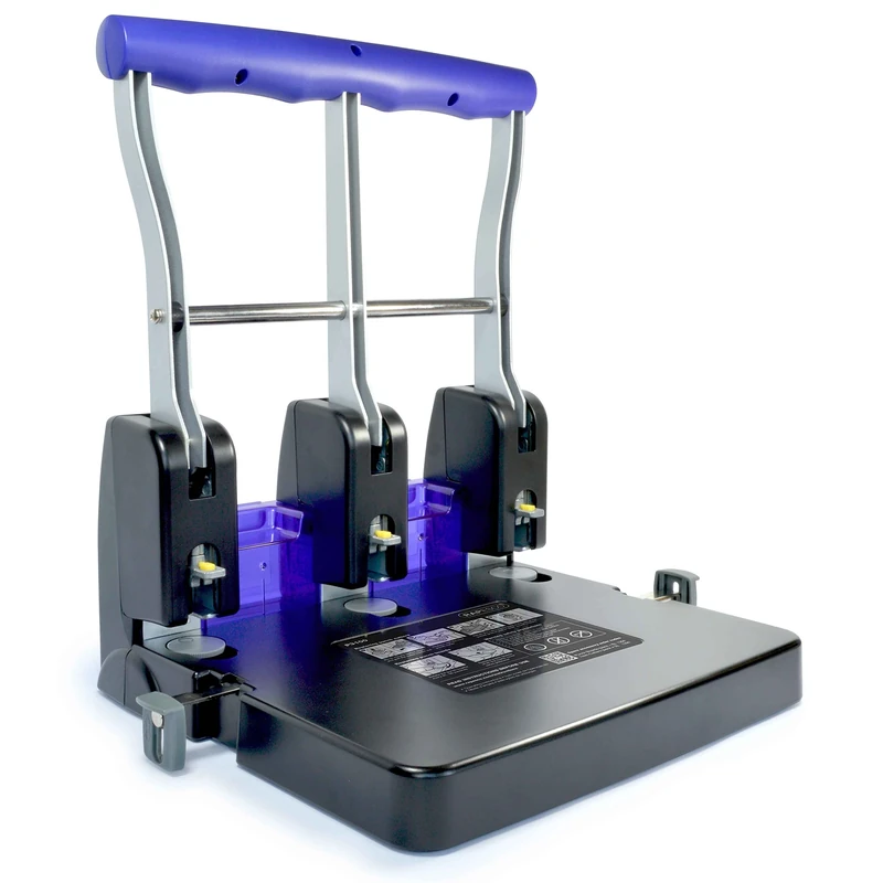 Rapesco 1272 P3100 High-Capacity 3-Hole Punch, 100 Sheet Capacity, Black and Purple