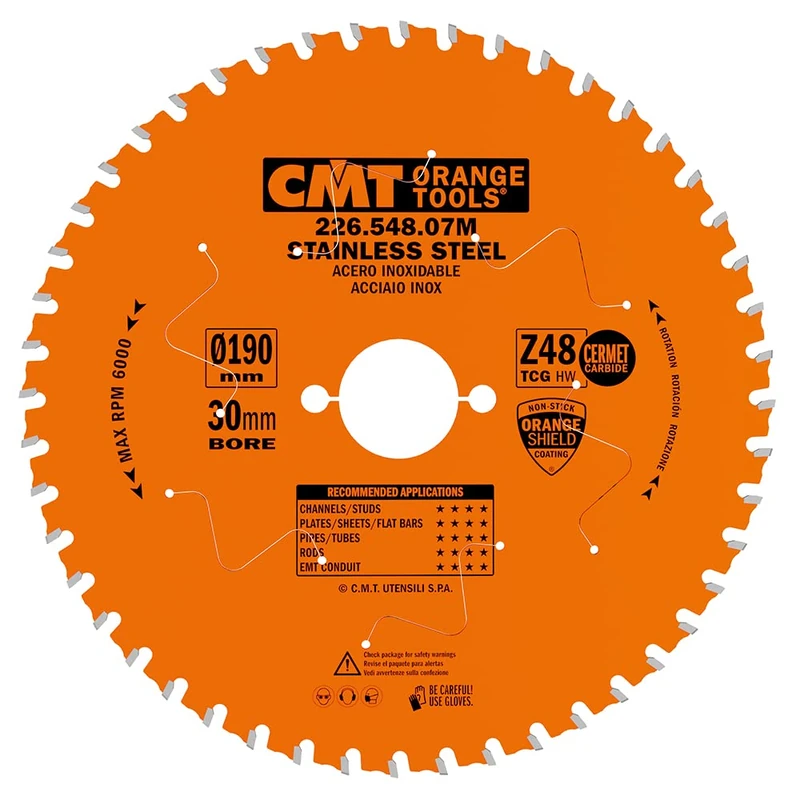 CMT 226.548.07M – Saw Blade for Stainless Steel Hw 190X1,8/1,4X30 Z48 Hwg