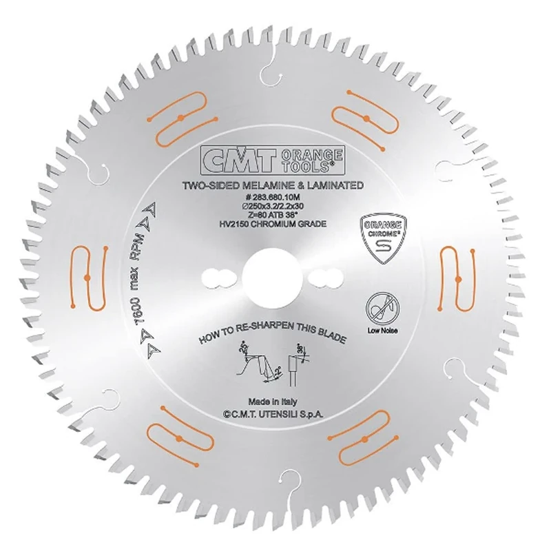 CMT – 283.680.10 M – Chrome Saw Blade Hw 250X3,2/2,2X30 Z80 38° ATB -2Neg