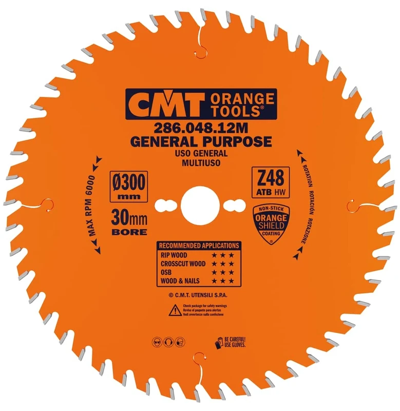 CMT – 286.048.12M – Saw Blade for Building 300X3.2X2.2X30 Z=48 10° ATB